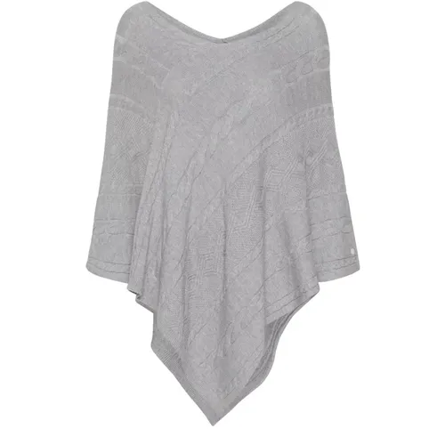 Grey Melange Knit Poncho , female, Sizes: ONE SIZE - Cream - Modalova