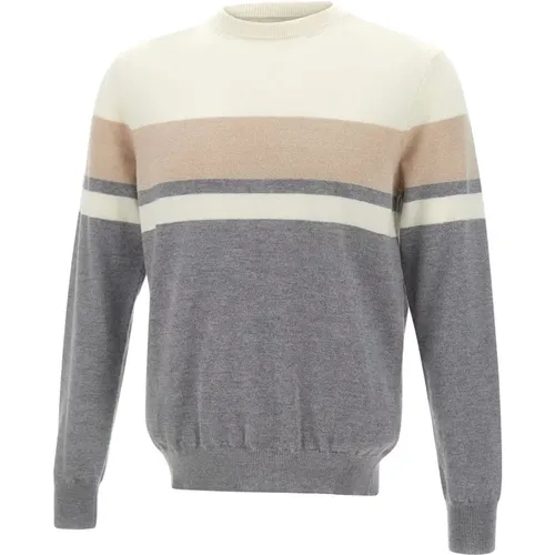 Striped Wool Cashmere Sweater , male, Sizes: L, 2XL, S, XL, M - PESERICO - Modalova