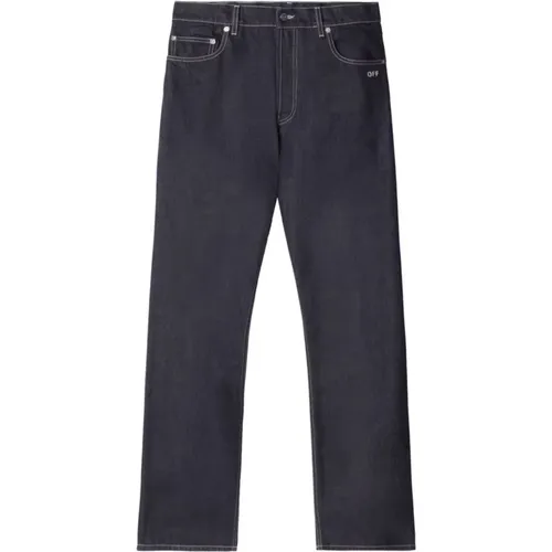 Blaue Denim Jeans mit Besticktem Logo,Straight Jeans - Off White - Modalova