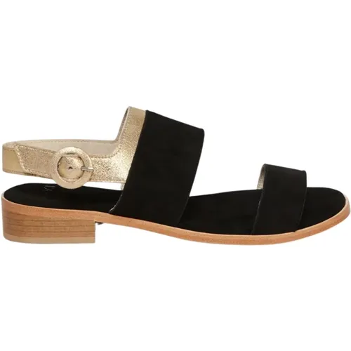 Schwarze Wildledersandalen mit Goldverzierung - Anaki - Modalova