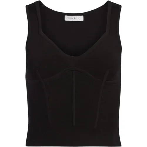 Schwarzes Korsett-Detail-Top , Damen, Größe: XL - Nina Ricci - Modalova