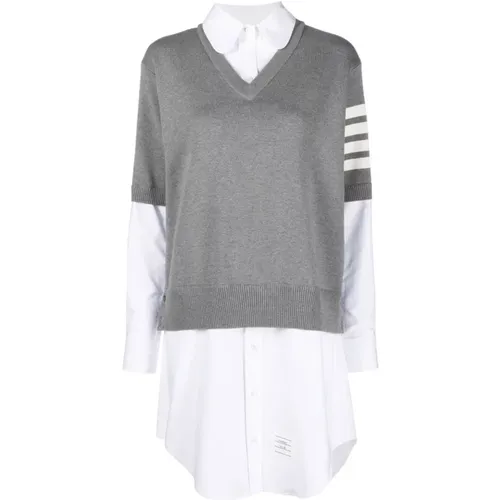 Grey Shirt and Sweater Dress , female, Sizes: 2XS, S - Thom Browne - Modalova