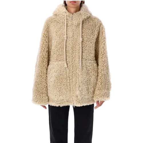 Shearling Kapuzenjacke Bisquit Aw24 , Damen, Größe: S - Urbancode - Modalova