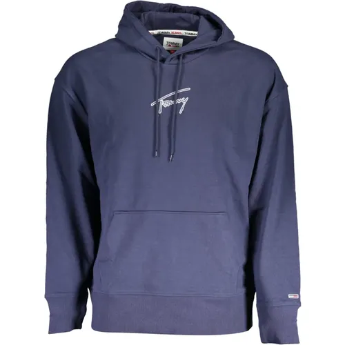 Blaue Kapuzenpullover mit Stickerei und Logo , Herren, Größe: 2XL - Tommy Hilfiger - Modalova