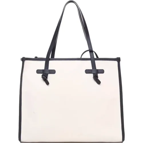 Canvas Tote Bag Cream Leather Handles , female, Sizes: ONE SIZE - Gianni Chiarini - Modalova