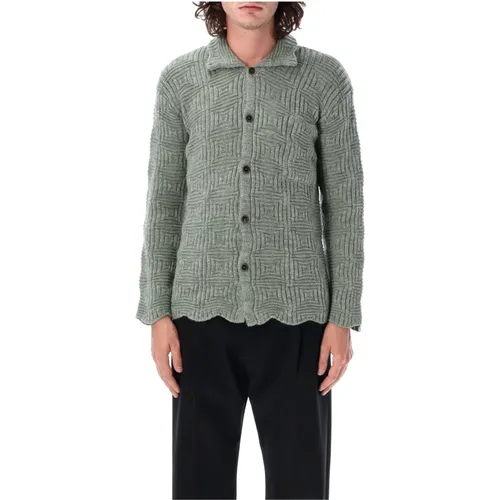 Grauer Karo-Strick Aw24 Cardigan , Herren, Größe: M - Magliano - Modalova