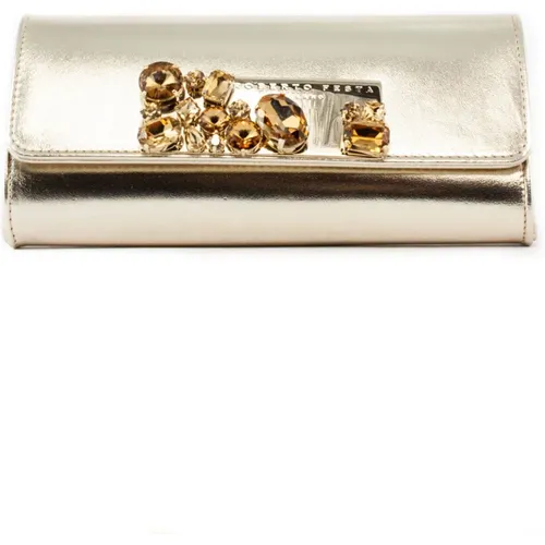 Golden Gemstone Detail Shoulder Bag , female, Sizes: ONE SIZE - Roberto Festa - Modalova