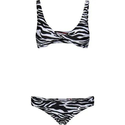 Zebra-print Bikini with Torchon Details , female, Sizes: M - The Attico - Modalova