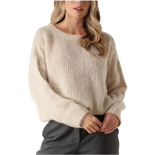 Beiger Alpaka-Mix Strickpullover , Damen, Größe: M - Summum Woman - Modalova