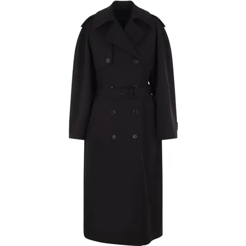 Schwarzer Oversize Zweireihiger Trenchcoat,Trench Coats - Balenciaga - Modalova