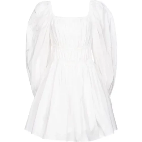 Sangallo Baumwoll Kurzes Kleid Weiß - pinko - Modalova