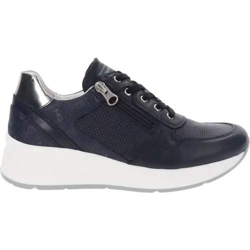 Leather Sneakers with Lace and Zip Closure , female, Sizes: 4 UK - Nerogiardini - Modalova