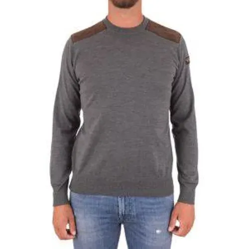 Wool Sweater with Leather Inserts , male, Sizes: L - PAUL & SHARK - Modalova