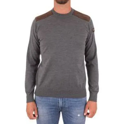 Wool Sweater with Leather Inserts , male, Sizes: S, L - PAUL & SHARK - Modalova
