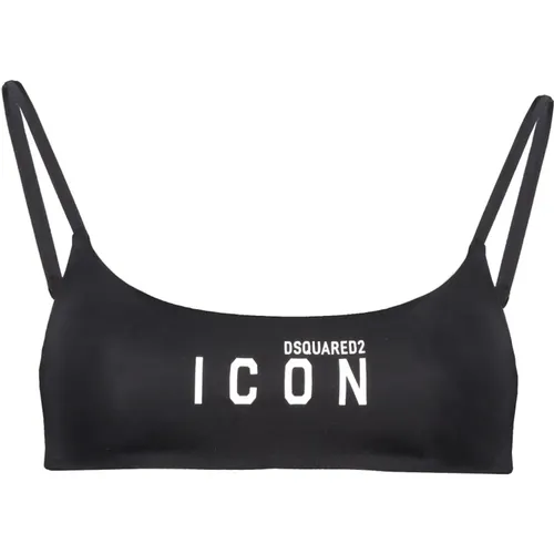 Logo Print Bandeau Bikini Top , Damen, Größe: 2XS - Dsquared2 - Modalova