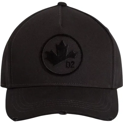 Leaf Baseball Cap Distressed Flocked , unisex, Sizes: ONE SIZE - Dsquared2 - Modalova