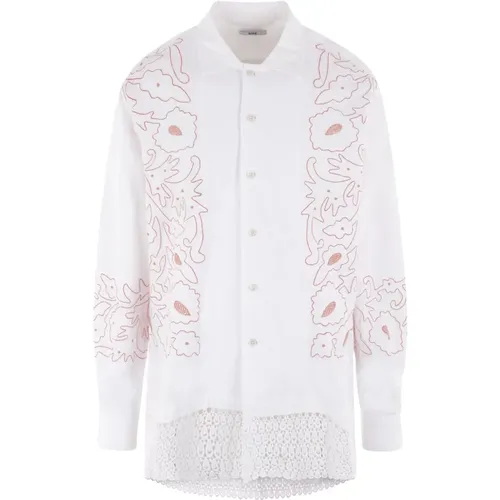 Embroidered Cotton Canvas Shirt , female, Sizes: M/L - Bode - Modalova