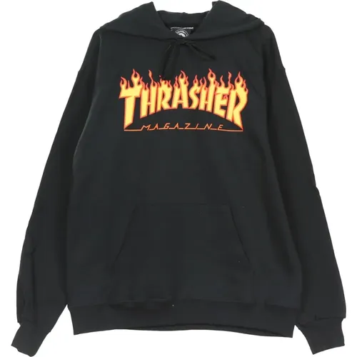 Flame Hood Sweatshirt Schwarz/Gelb , unisex, Größe: L - Thrasher - Modalova