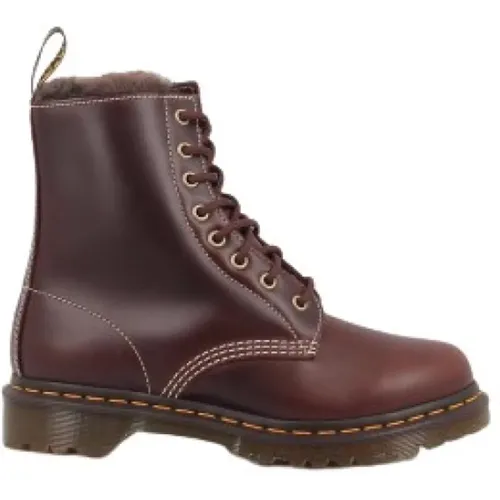 Braune Flache Schnürstiefel für Damen , Damen, Größe: 37 EU - Dr. Martens - Modalova