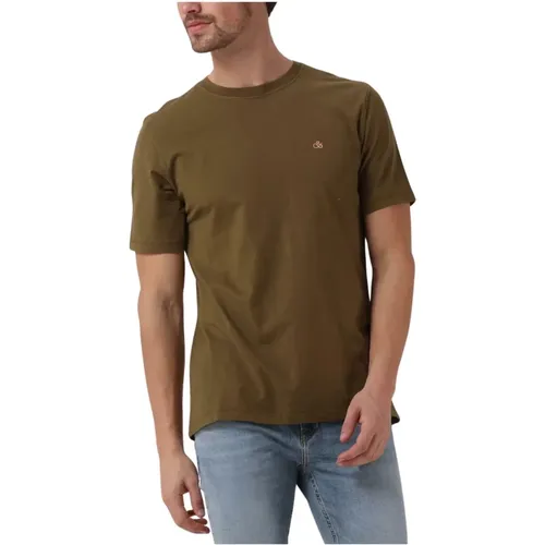 Grünes Garment Dye Logo Crew T-shirt , Herren, Größe: 2XL - Scotch & Soda - Modalova