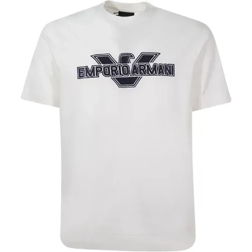 Cotton Short Sleeve T-shirt with Eagle Patch Logo , male, Sizes: 3XL, XL - Emporio Armani - Modalova