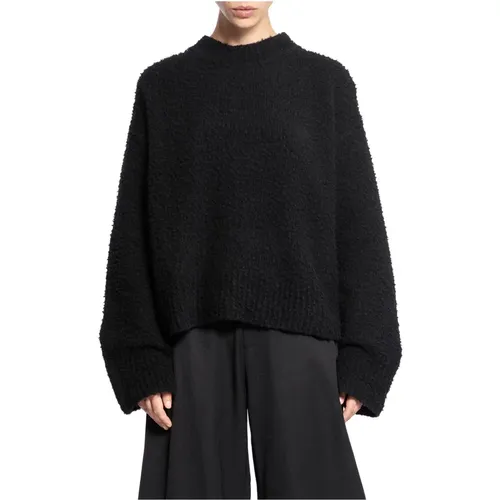 Schwarzer Gerippter Oversized Pullover , Damen, Größe: M - UMA WANG - Modalova