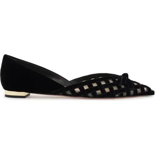 Romantic Velvet Ballet Flats with Bow , female, Sizes: 5 1/2 UK, 8 UK, 7 UK, 4 UK, 6 UK, 5 UK - Aquazzura - Modalova