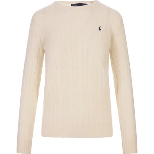 Cream Cable Knit Sweater Women , female, Sizes: L, XL, M, XS, S - Ralph Lauren - Modalova