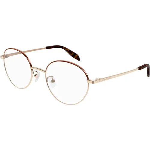 Gold/Havana Eyewear Frames , female, Sizes: 53 MM - alexander mcqueen - Modalova