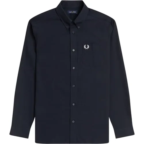 Marineblaues Oxford-Hemd Klassischer Stil M2700 , Herren, Größe: L - Fred Perry - Modalova