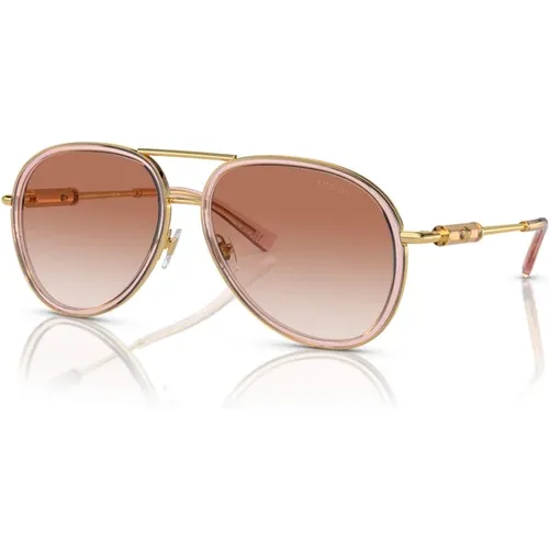 Transparent Brown/Pink Shaded Sunglasses , unisex, Sizes: 60 MM - Versace - Modalova