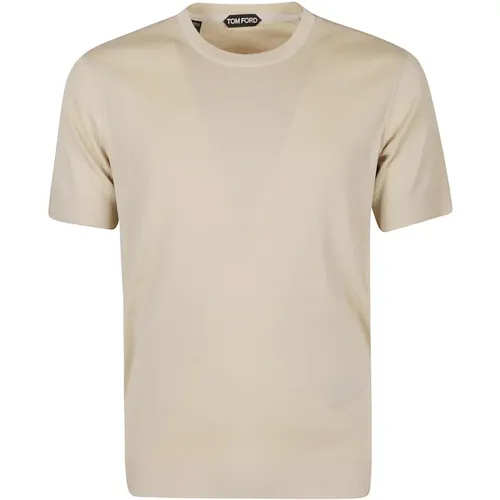 Elegantes Ripp-T-Shirt,Geripptes T-Shirt in Blassoliv - Tom Ford - Modalova