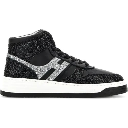 High Top Glitter Sneakers , female, Sizes: 4 1/2 UK, 2 1/2 UK, 5 UK, 3 1/2 UK, 7 UK - Hogan - Modalova