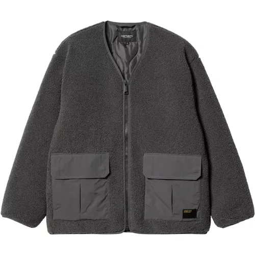 Graue V-Ausschnitt Fleecejacke , Herren, Größe: L - Carhartt WIP - Modalova