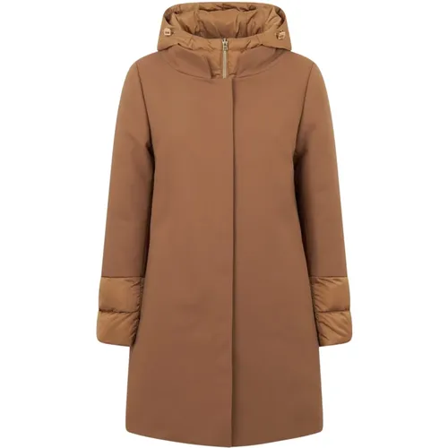 Brown Wool Coat with Removable Puffer , female, Sizes: S - Herno - Modalova