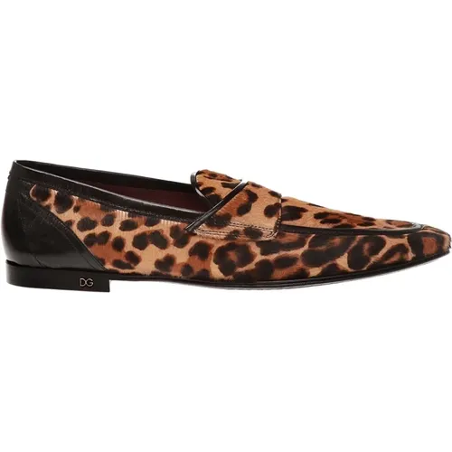 Braune Leopard Print Loafers für Herren - Dolce & Gabbana - Modalova