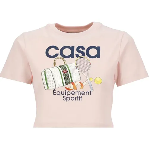 Rosa Baumwoll T-Shirt mit Logo-Print - Casablanca - Modalova