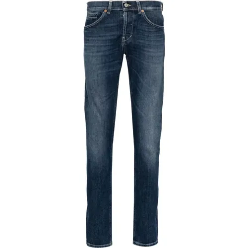 Indigo Skinny Cut Denim Jeans , Herren, Größe: W33 - Dondup - Modalova