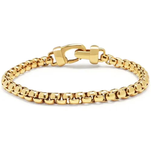 Mm Gold Box Chain Classic Bracelet , male, Sizes: L, 2XL, XL - Nialaya - Modalova