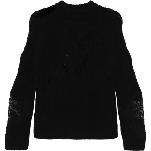 Schwarzer Zopfmuster Pullover , Damen, Größe: 2XS - Ermanno Scervino - Modalova