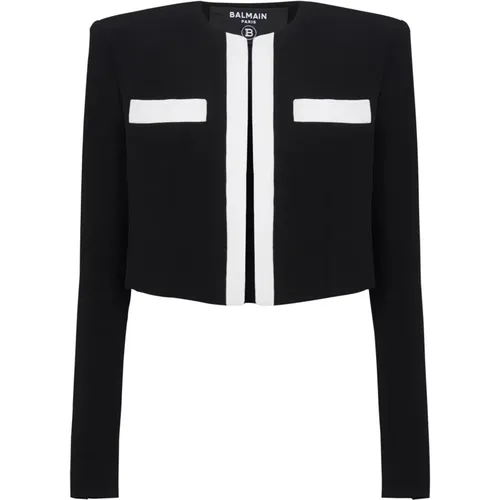 Two-tone crepe Spencer jacket , female, Sizes: XS, S - Balmain - Modalova