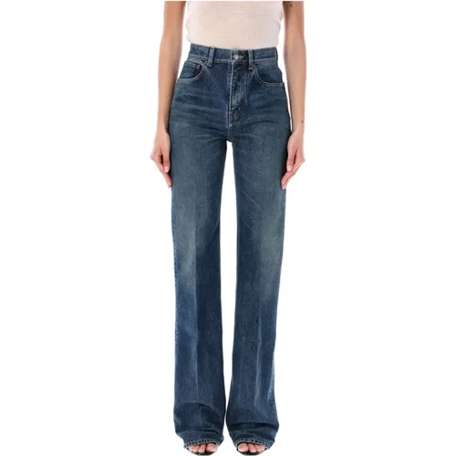 High-Waisted Indigo Jeans , female, Sizes: W25, W26, W27 - Saint Laurent - Modalova