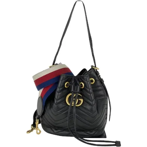 Gebrauchte Schwarze Gucci Sylvie Web GG Marmont Bucket Tasche - Gucci Vintage - Modalova