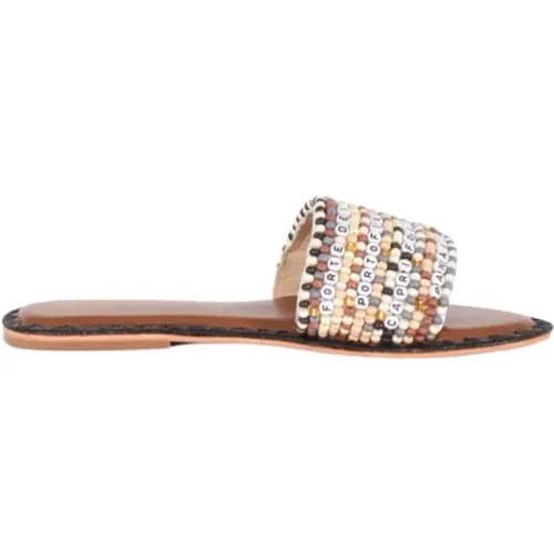 Resort style flat sandals with beads , female, Sizes: 4 UK - De Siena - Modalova