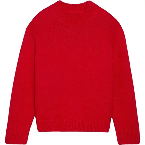 Roter Pullover aus Wollmischung mit weißem Logo , Herren, Größe: S - Jacquemus - Modalova