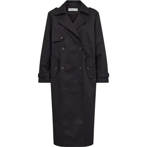 Klassischer Schwarzer Trenchcoat , Damen, Größe: M - Designers Remix - Modalova