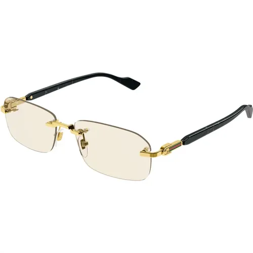 Gg1221S Sonnenbrille Gold Schwarz Gelb , Herren, Größe: 56 MM - Gucci - Modalova