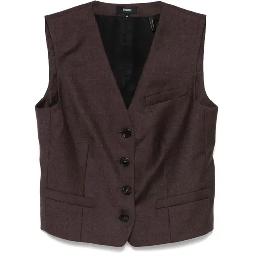 Grey Sweater Vest with V-Neck , female, Sizes: S, XS - Theory - Modalova