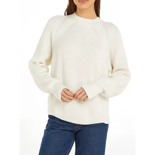 Ivory Loose Fit Ribbed Sweater , Damen, Größe: M - Calvin Klein Jeans - Modalova