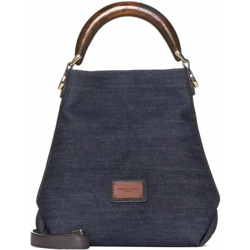 Denim Bags with Wooden Handle , female, Sizes: ONE SIZE - Roberto Festa - Modalova